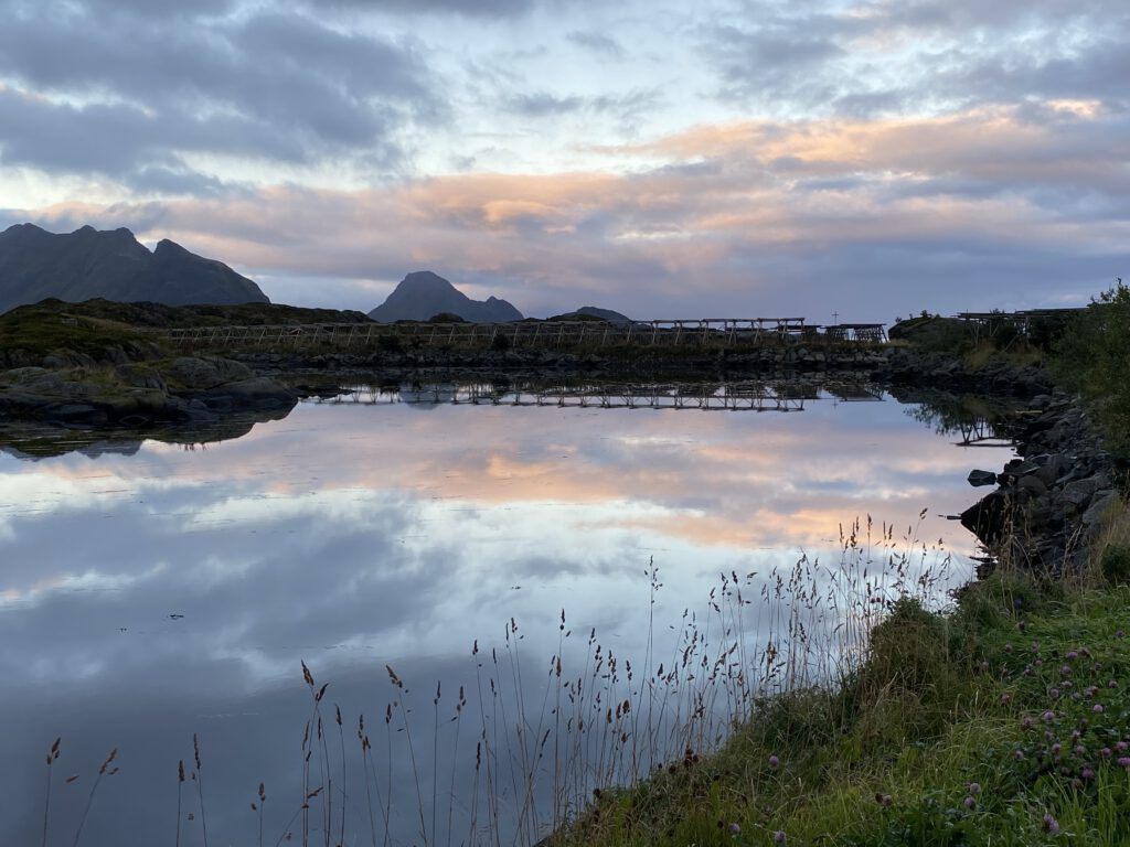 Sonnenuntergang mit Stockfisch bei Ballstad