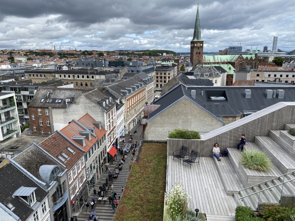 Strøget Salling Århus Dänemark Jütland Nord Nebel Niesel Shopping Einkaufstrasse Aussicht Dachterrasse