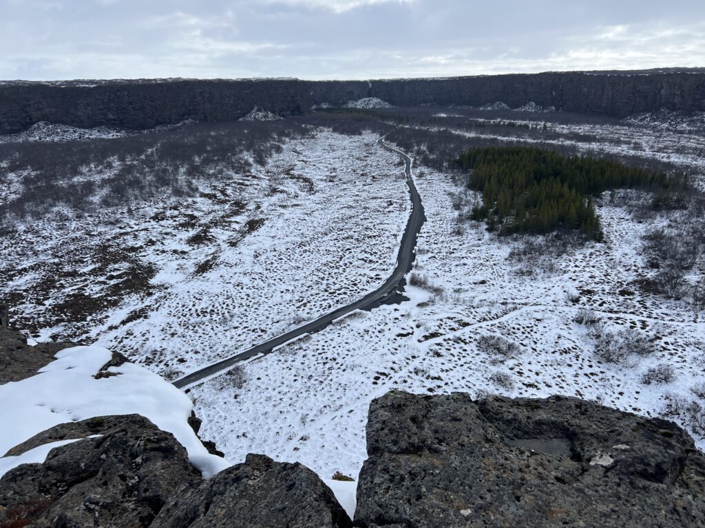 Blick auf Ásbyrgi-Canyon vom Felsplateau Eyjan