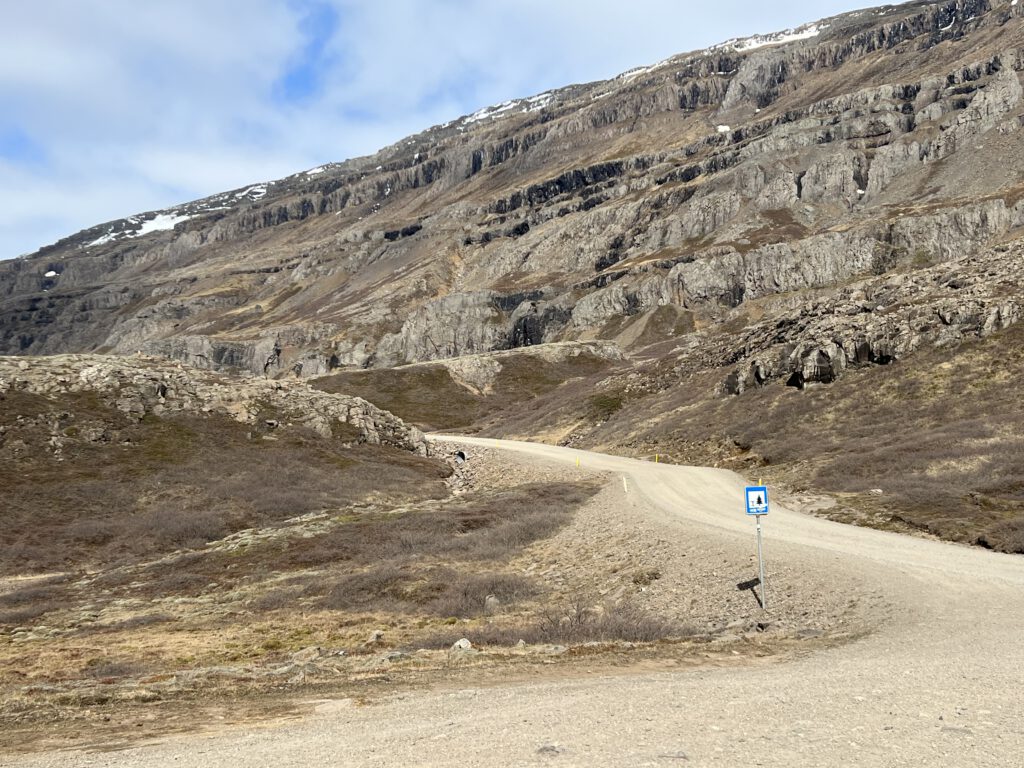 Skriðdals- og Breiðdalsvegur 95 mit Parkplatzschild